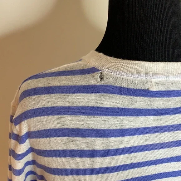EQUIPMENT FEMME Wool Cashmere Blend Blue Striped Thin Sweater M - Picture 5 of 8